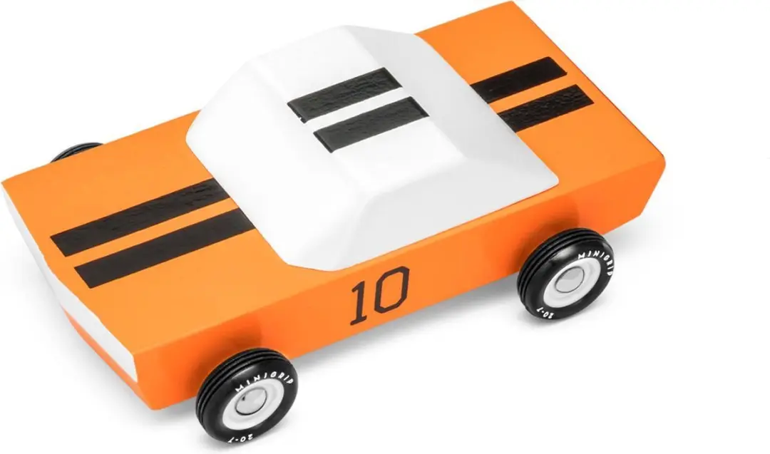Candylab Houten Design Speelgoedauto Mini Race Set - Oranje/ Groen