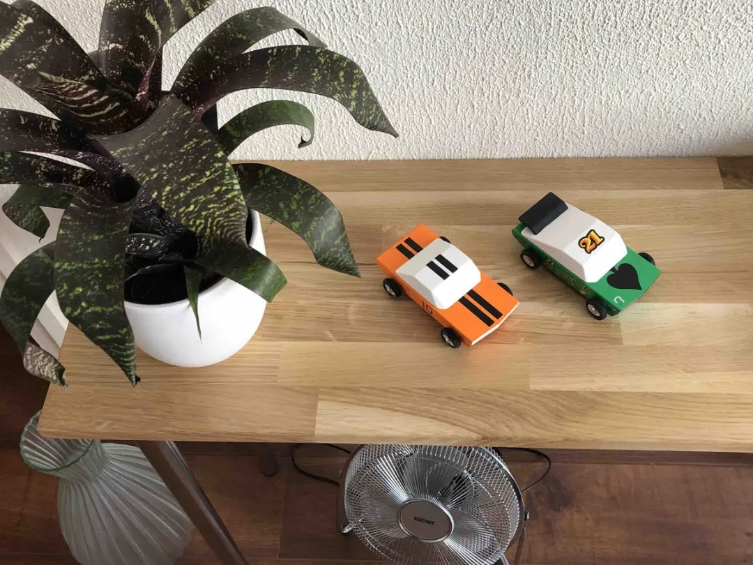 Candylab Houten Design Speelgoedauto Mini Race Set - Oranje/ Groen - afbeelding 6 van 6