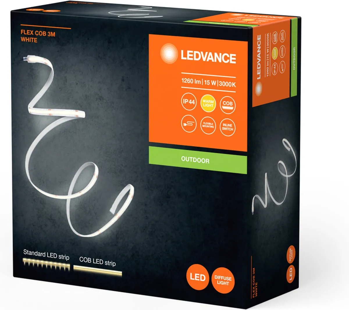 LEDVANCE FLEX COB OUTDOOR 3M LED-Streifen 13W 1900lm - Wit 3000K