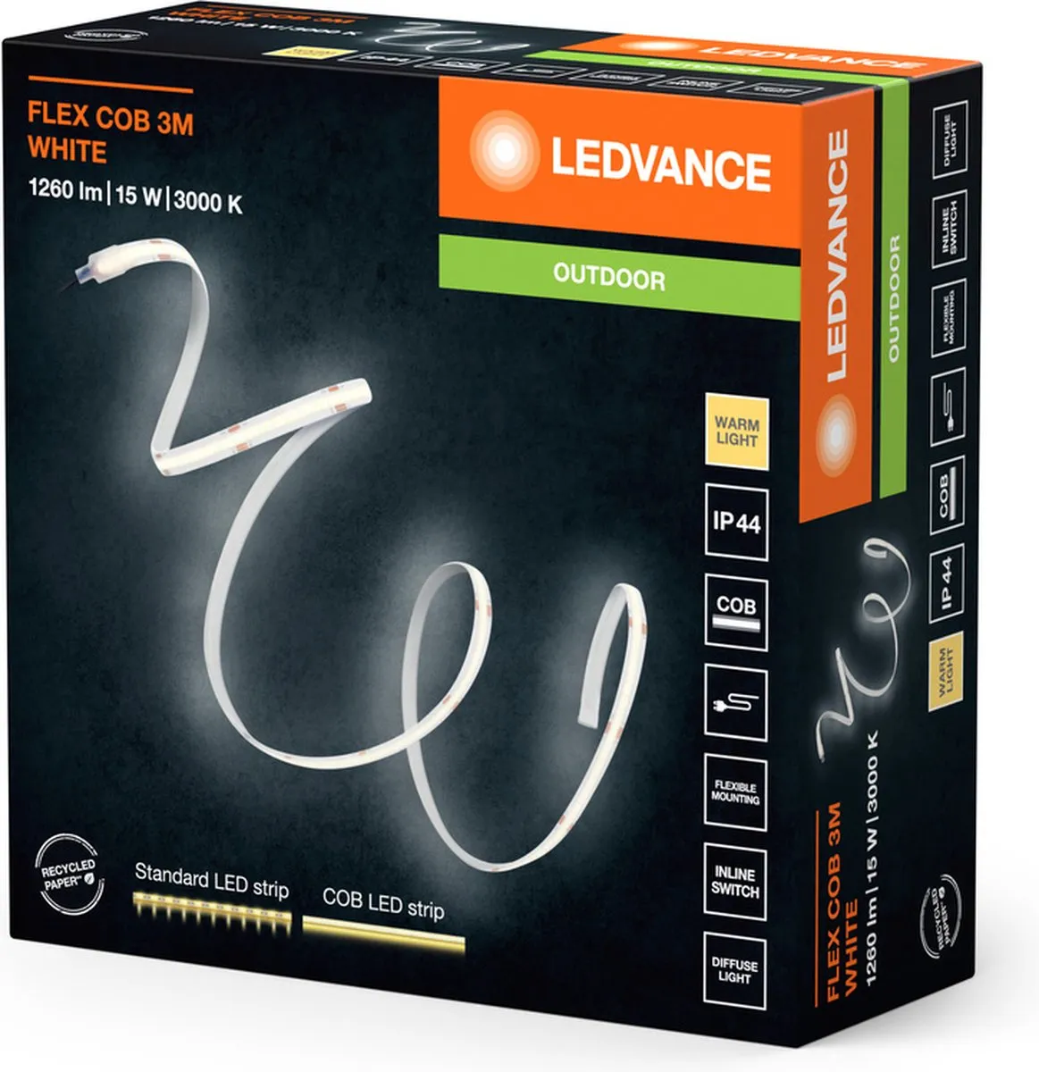 LEDVANCE FLEX COB OUTDOOR 3M LED-Streifen 13W 1900lm - Wit 3000K