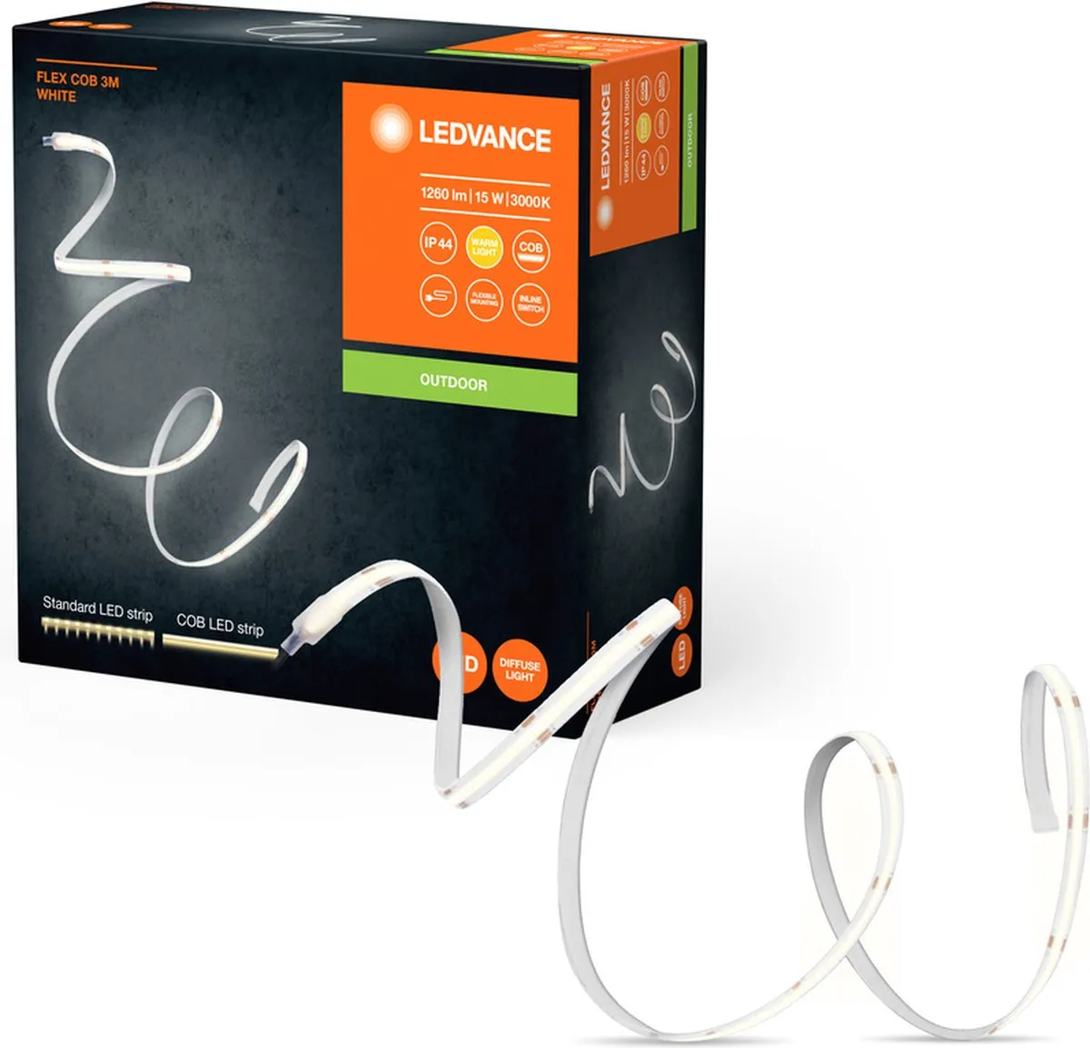 LEDVANCE FLEX COB OUTDOOR 3M LED-Streifen 13W 1900lm - Wit 3000K