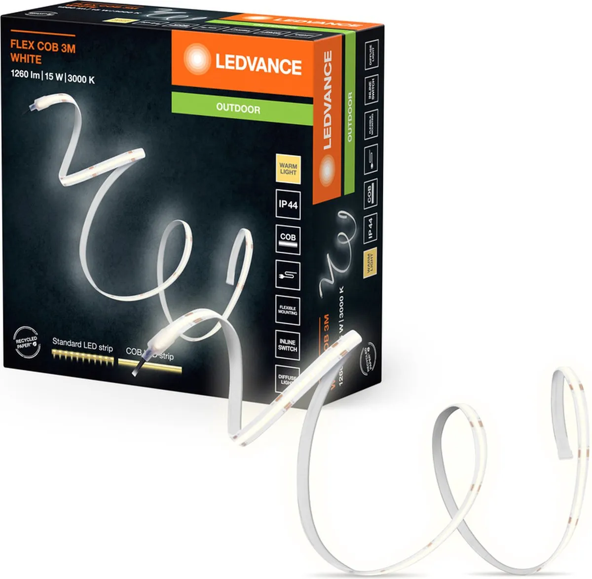LEDVANCE FLEX COB OUTDOOR 3M LED-Streifen 13W 1900lm - Wit 3000K