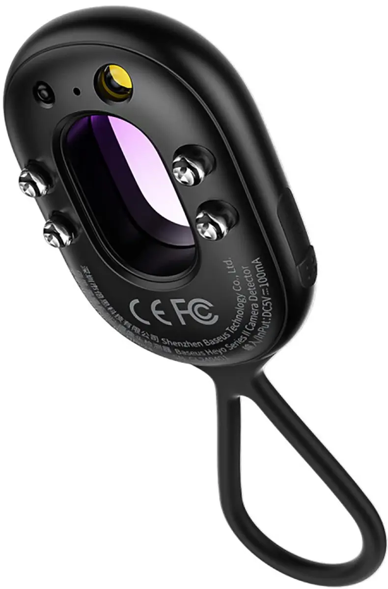 Baseus Verborgen Camera Detector - Alarm met Mini-Zaklamp - Zwart