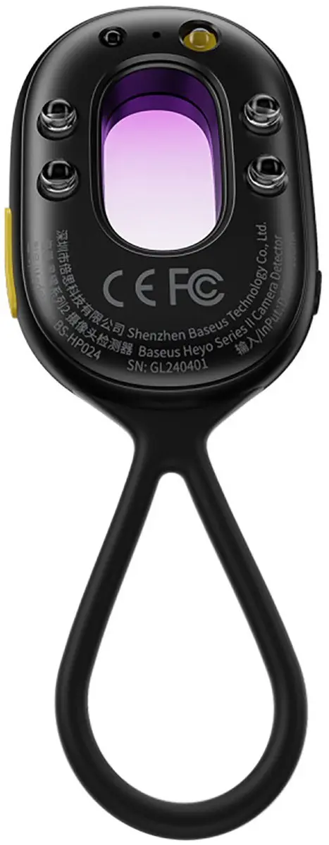 Baseus Verborgen Camera Detector - Alarm met Mini-Zaklamp - Zwart