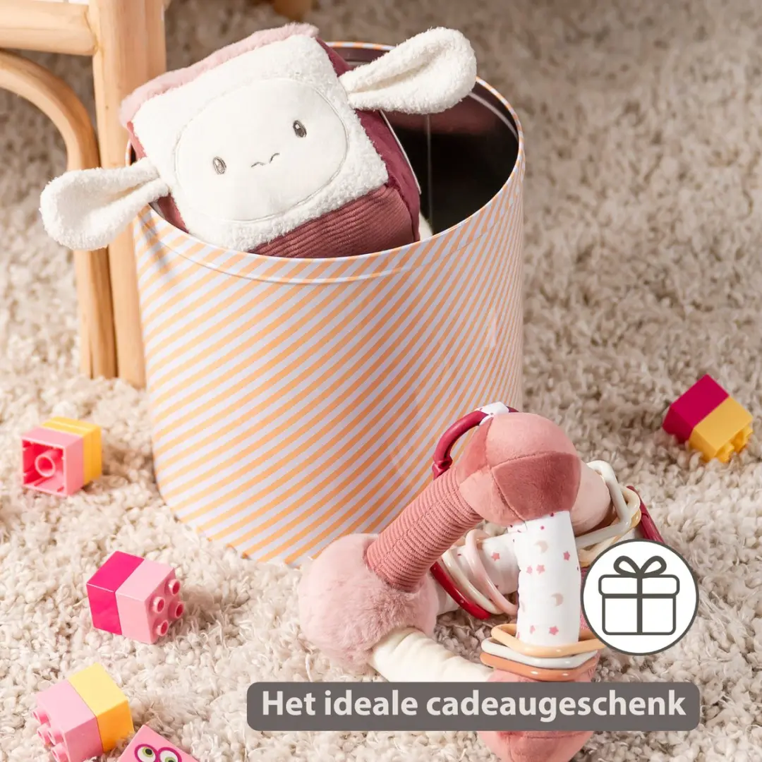 Nattou Lapidou Zachte Activiteitenkubus 18cm - Poederroze