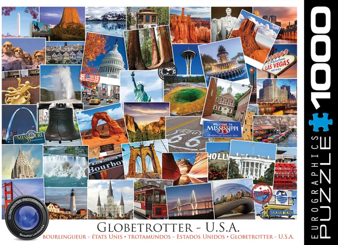 Eurographics Globetrotter USA Legpuzzel 1000 Stuks - 68x48cm - Meerkleurig