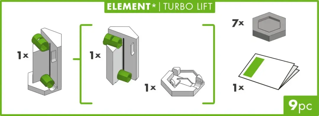Ravensburger GraviTrax Turbo Lift Uitbreiding - 9 Stuks - Meerkleurig