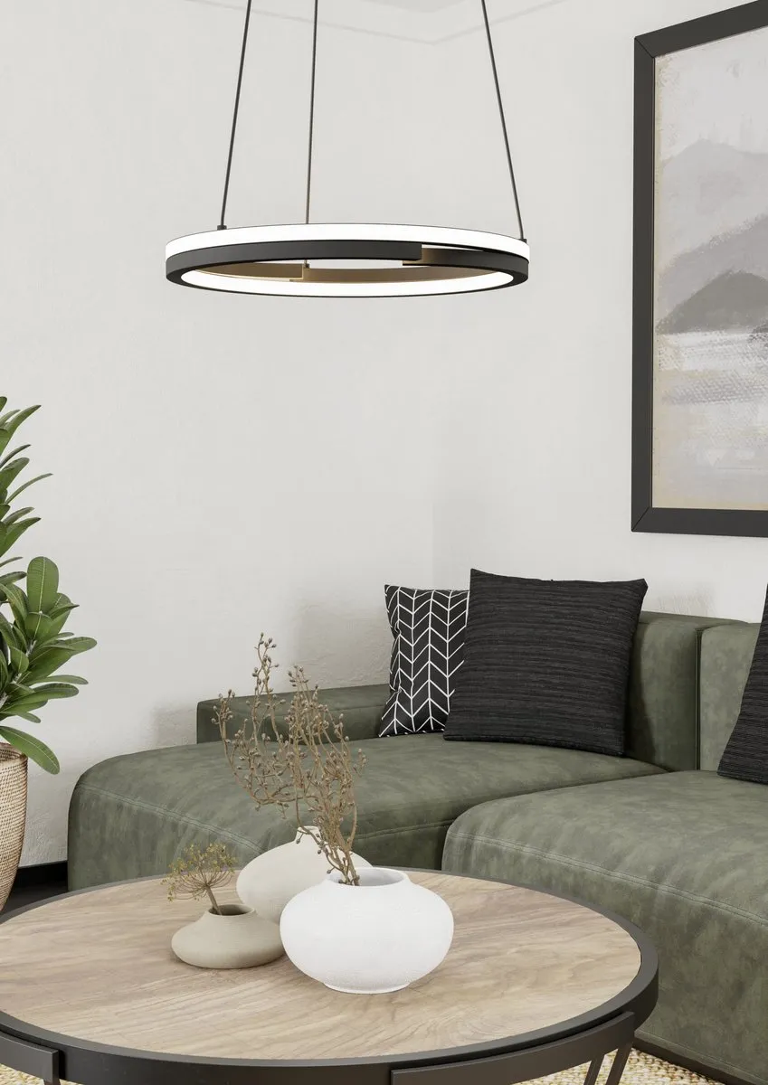Eglo Mezzomonte Hanglamp - Ø48cm - Zwart/Wit - Dimbaar
