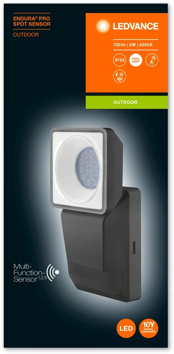 LEDVANCE ENDURA PRO SPOT SENSOR 8W - Muurarmatuur 4000K - IP55 - Dark grey