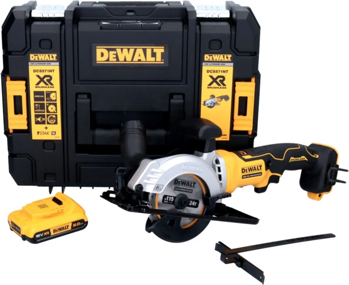 DeWalt DCS 571 Accucirkelzaag 18V 115mm - Borstelloos - 2.0Ah - afbeelding 3 van 5