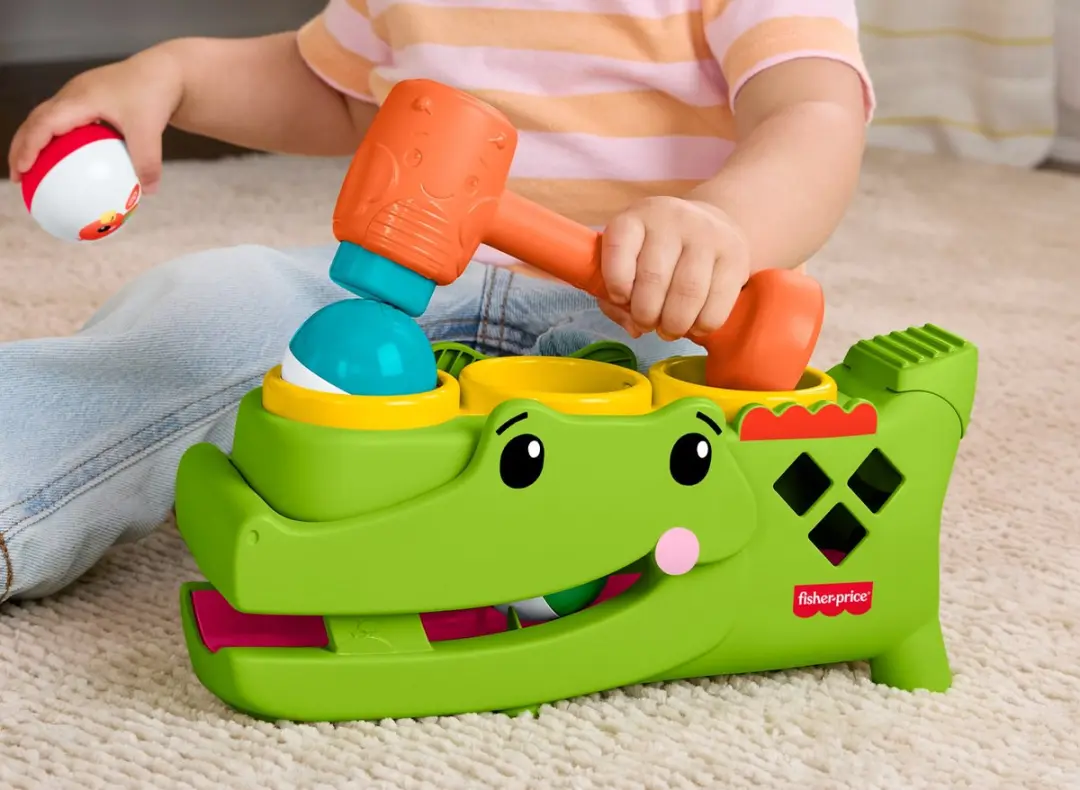 Fisher-Price Zit en Tik Rolligator JLB94 - 3 Ballen & Hamer - Meerkleurig