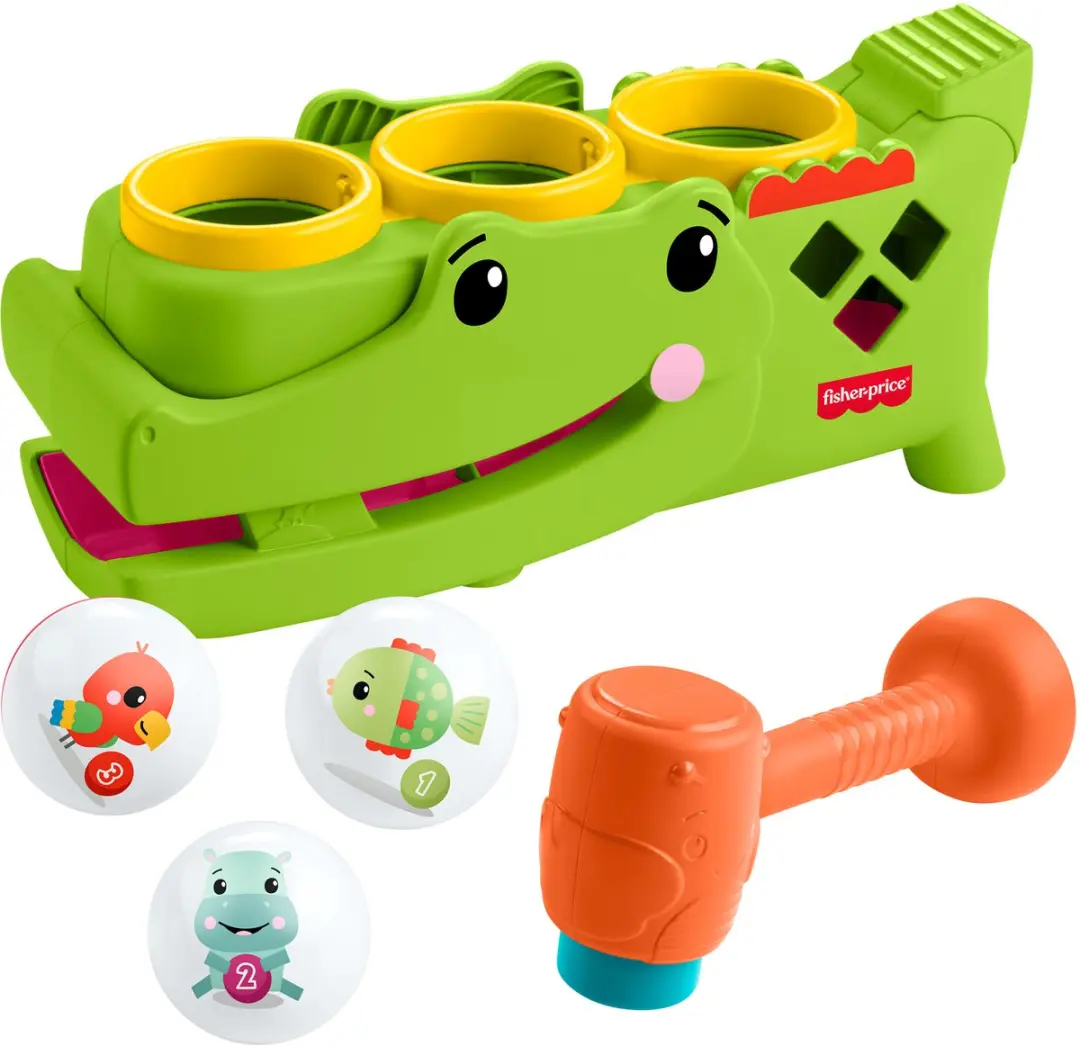 Fisher-Price Zit en Tik Rolligator JLB94 - 3 Ballen & Hamer - Meerkleurig