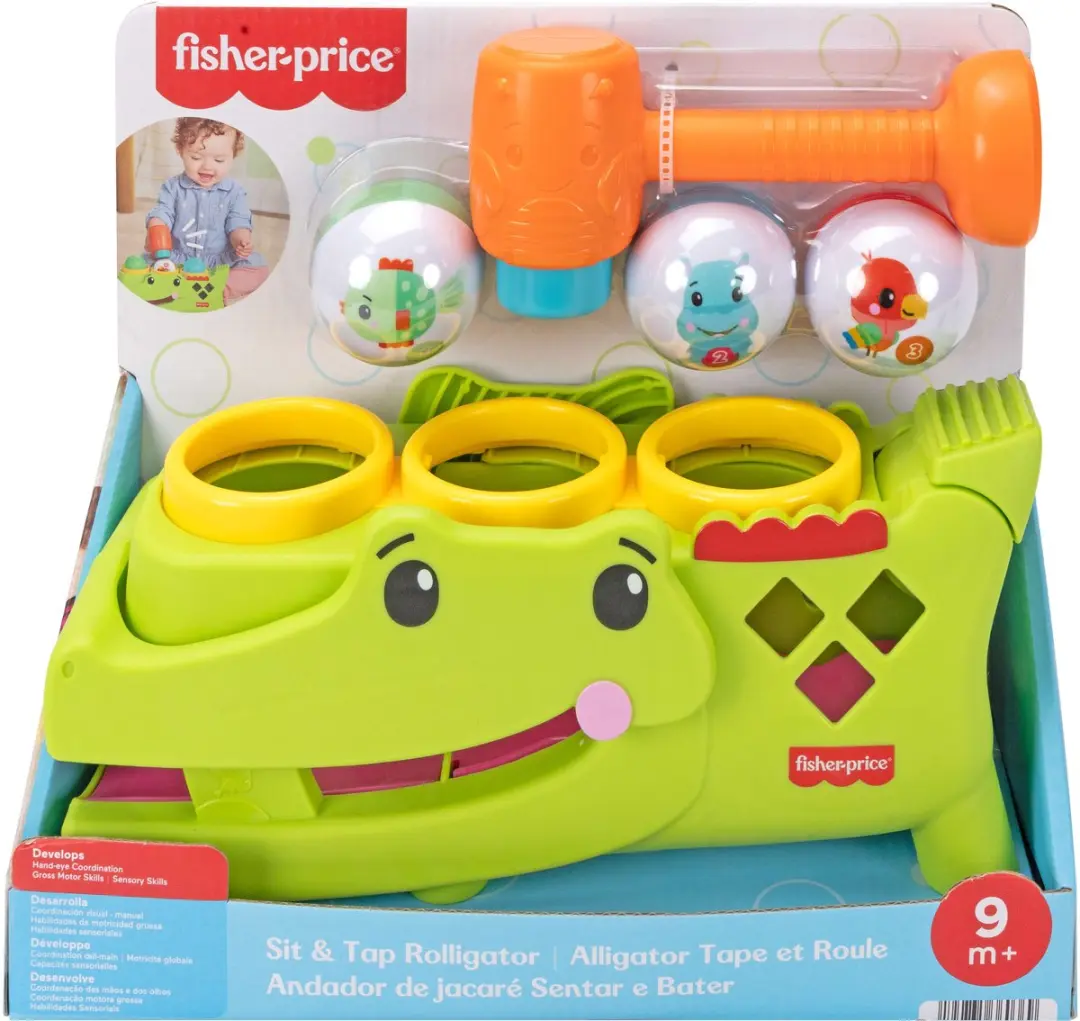 Fisher-Price Zit en Tik Rolligator JLB94 - 3 Ballen & Hamer - Meerkleurig