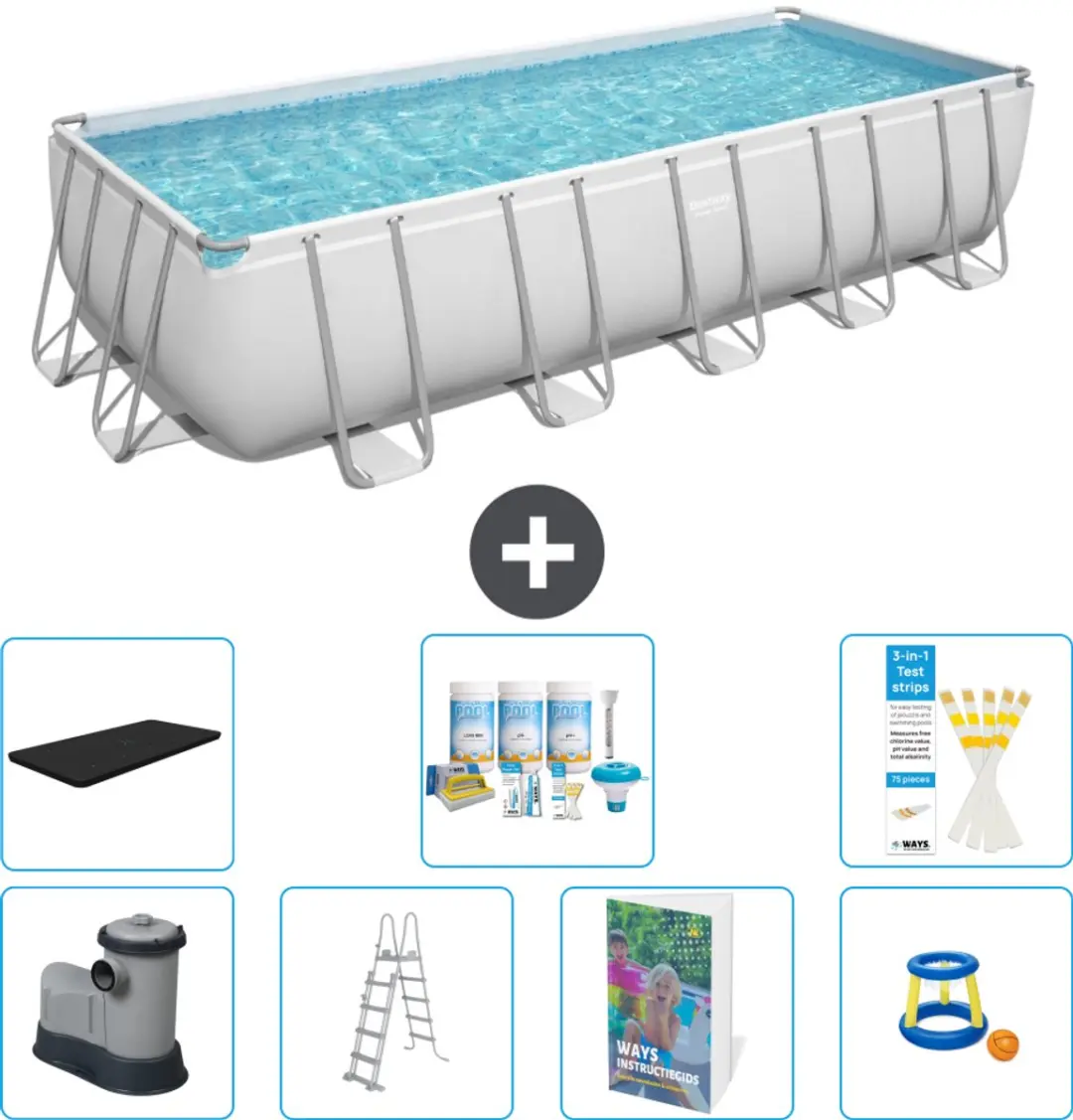 Bestway Power Steel Zwembad 640x274cm - 19.281L - Grijs