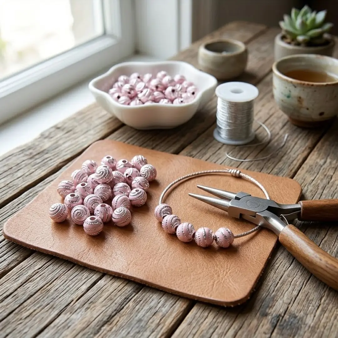 Nuvex Roze Zilverkleurige Spacer Kralen 8mm - 100 Stuks