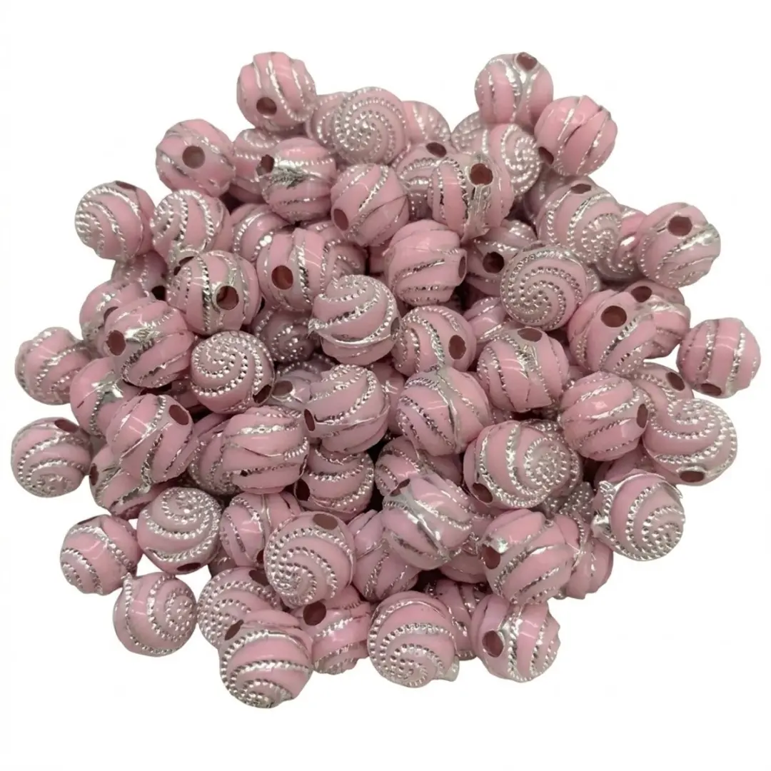 Nuvex Roze Zilverkleurige Spacer Kralen 8mm