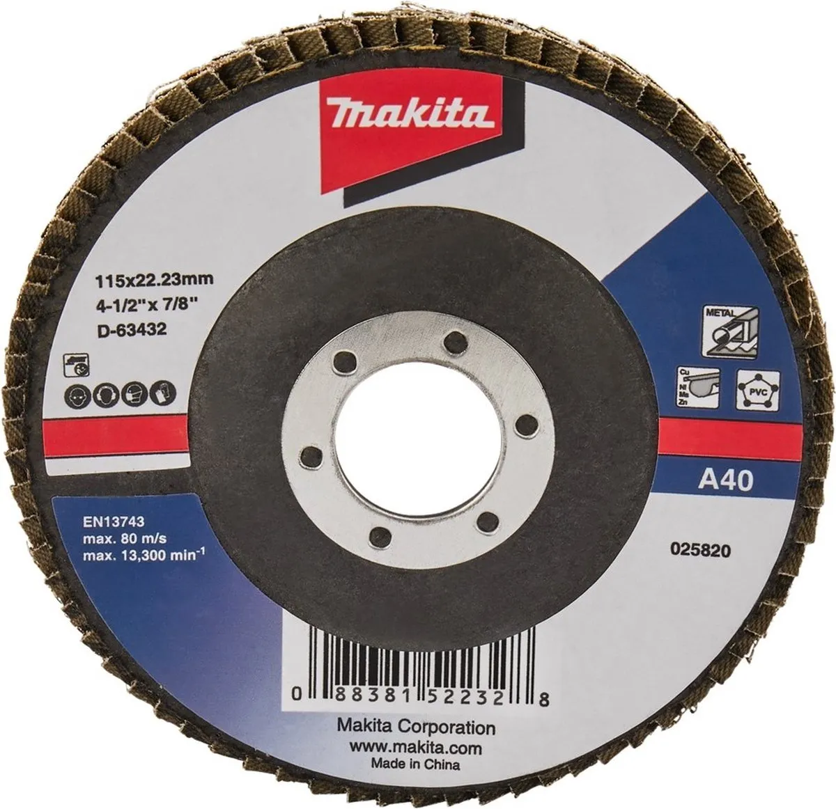 Makita D-63432 Schuurschijf 115x22mm K40 Uni-AE