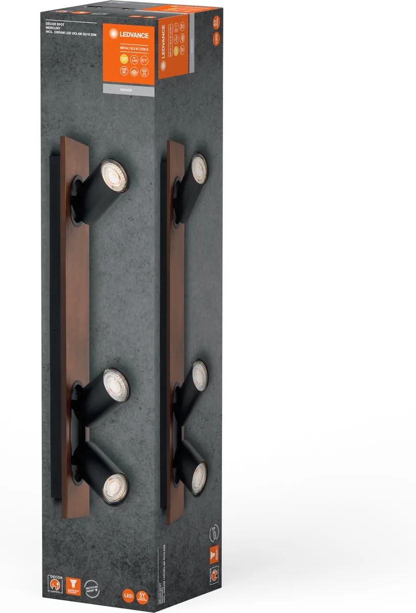 LEDVANCE Decor Spot Mercury GU10 - 3x3,4W 690lm Zwart