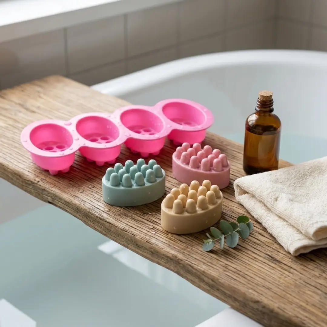 NuveX Siliconen Zeepmal 4-Vaks - Roze