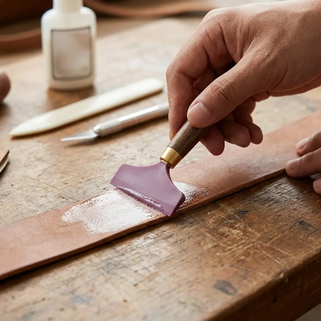 NuveX Roze Lijmapplicator met Houten Handvat - Leerbewerking