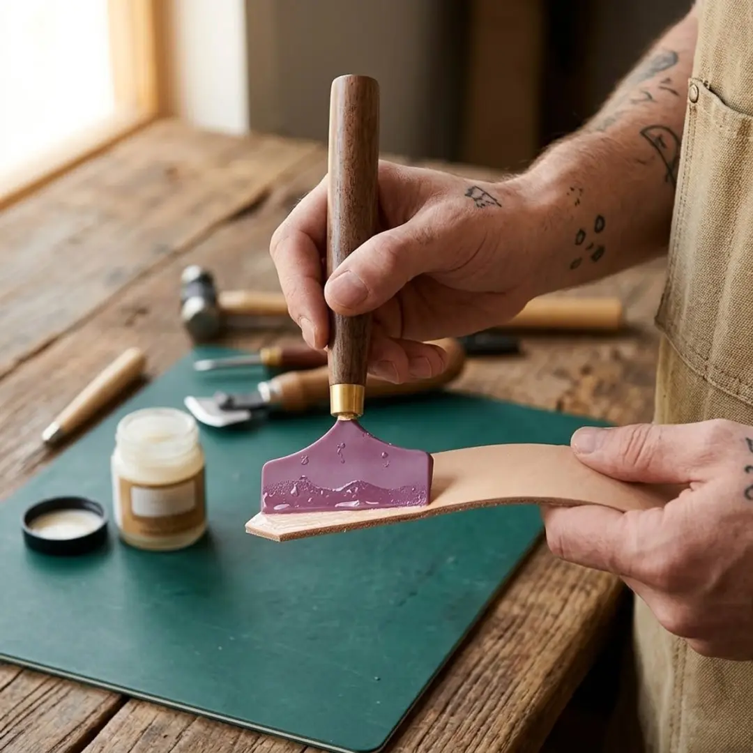 NuveX Roze Lijmapplicator met Houten Handvat - Leerbewerking