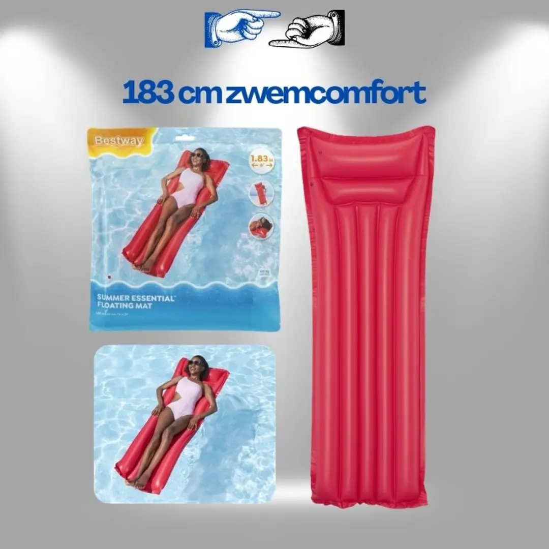 Bestway Opblaasbaar Luchtbed 44007 Pink 183cm - Watermatras met kussen - afbeelding 2 van 6