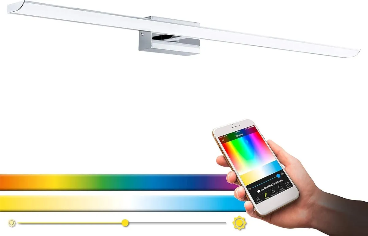 EGLO Connect Tabiano-C - Smart Badkamerlamp spiegel - Chroom - 21 Watt - RGB - 90 cm. - IP44