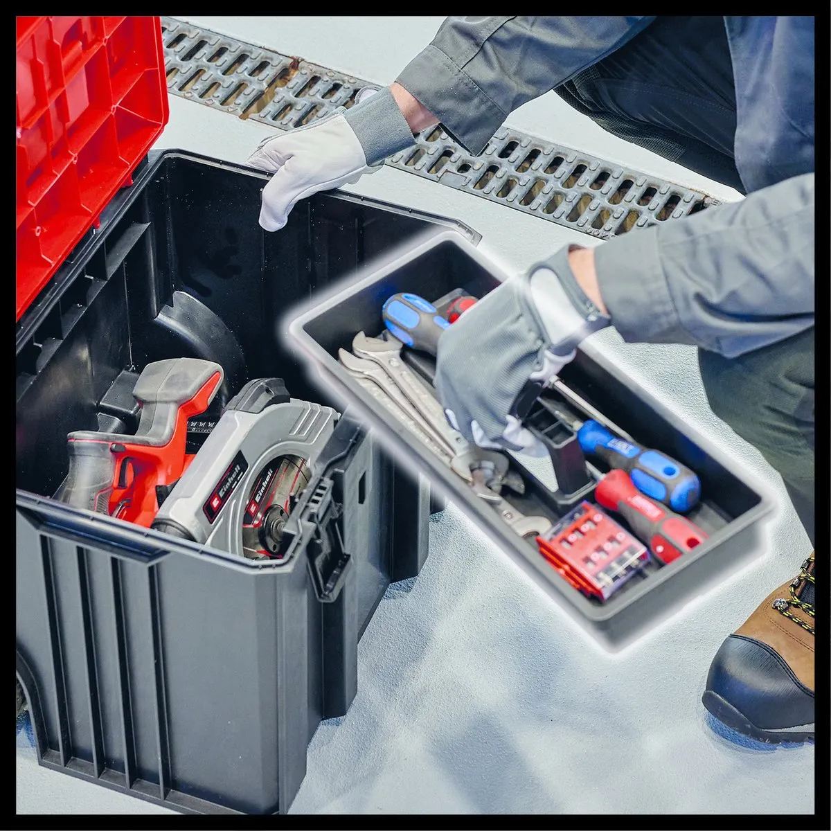 Einhell E-Case L Systeemkoffer 4540014 - 120 kg - Zwart/Rood - afbeelding 6 van 6