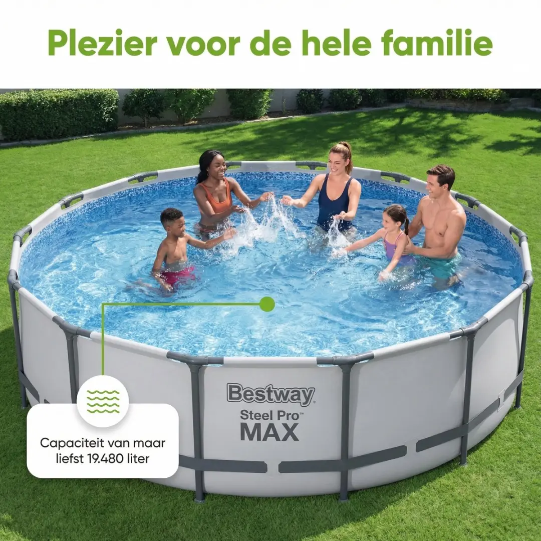 Bestway Steel Pro MAX Zwembad 488x122cm - Grijs - 8-delig