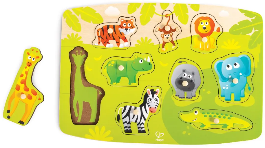 Hape Jungle Knijper Puzzel 10 Stuks - Veelkleurig - afbeelding 6 van 6