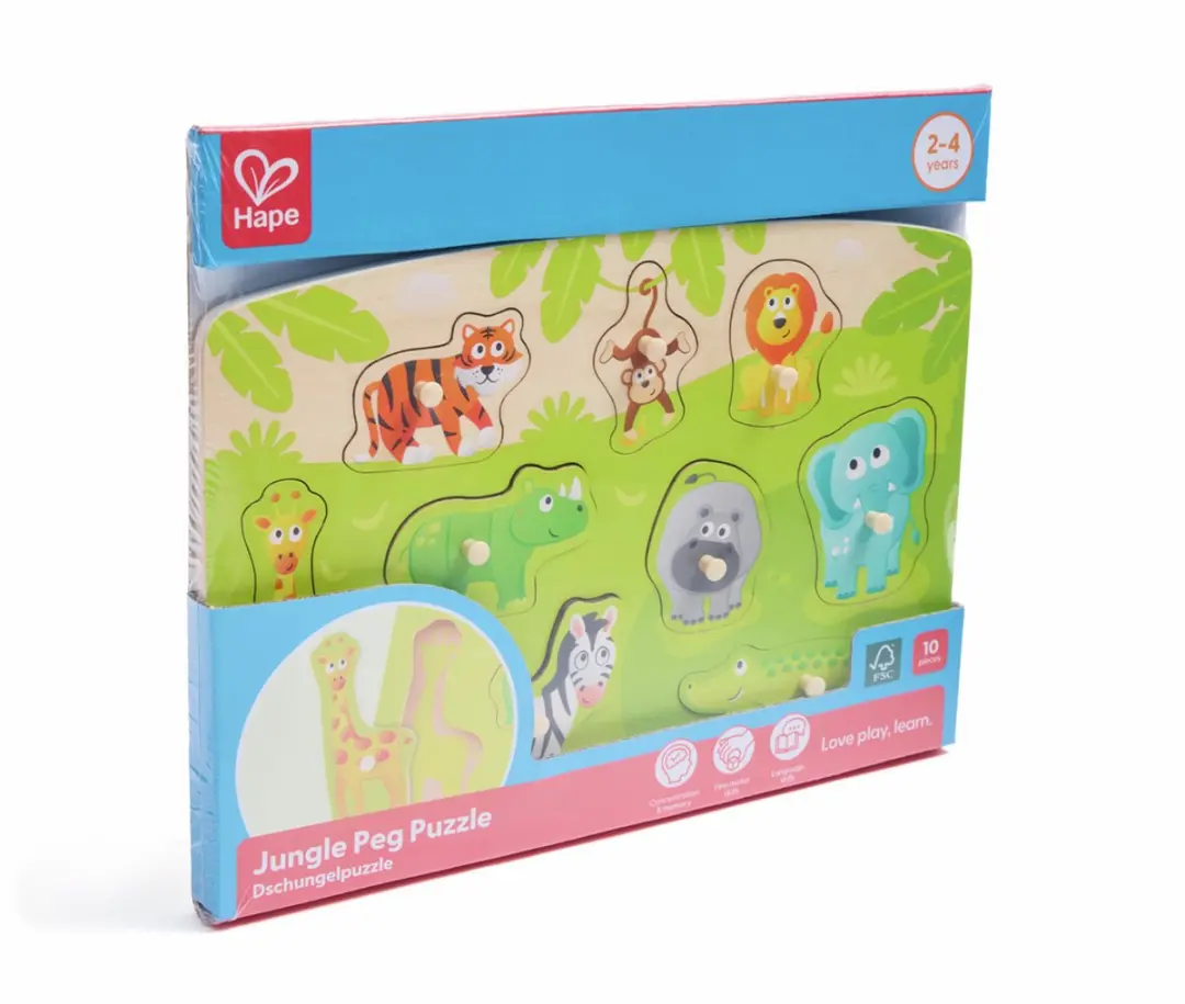 Hape Jungle Knijper Puzzel 10 Stuks - Veelkleurig - afbeelding 3 van 6