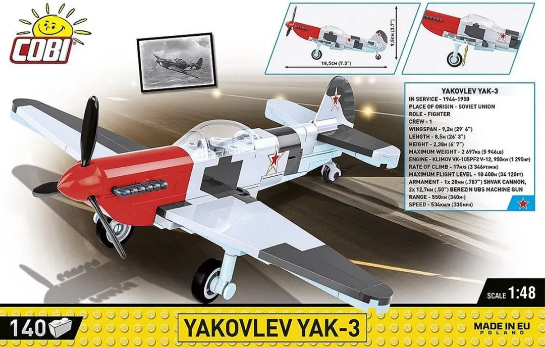 Cobi Yak-3 COBI-5862 Vliegtuig - 140 Onderdelen - Meerkleurig