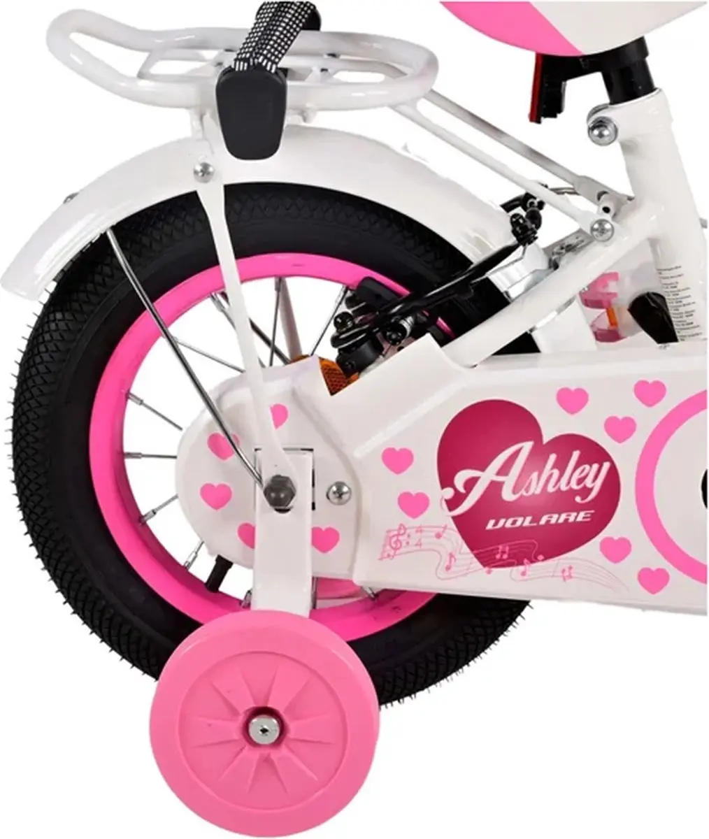Volare Ashley Kinderfiets 12 inch - Wit - Twee handremmen - afbeelding 3 van 6