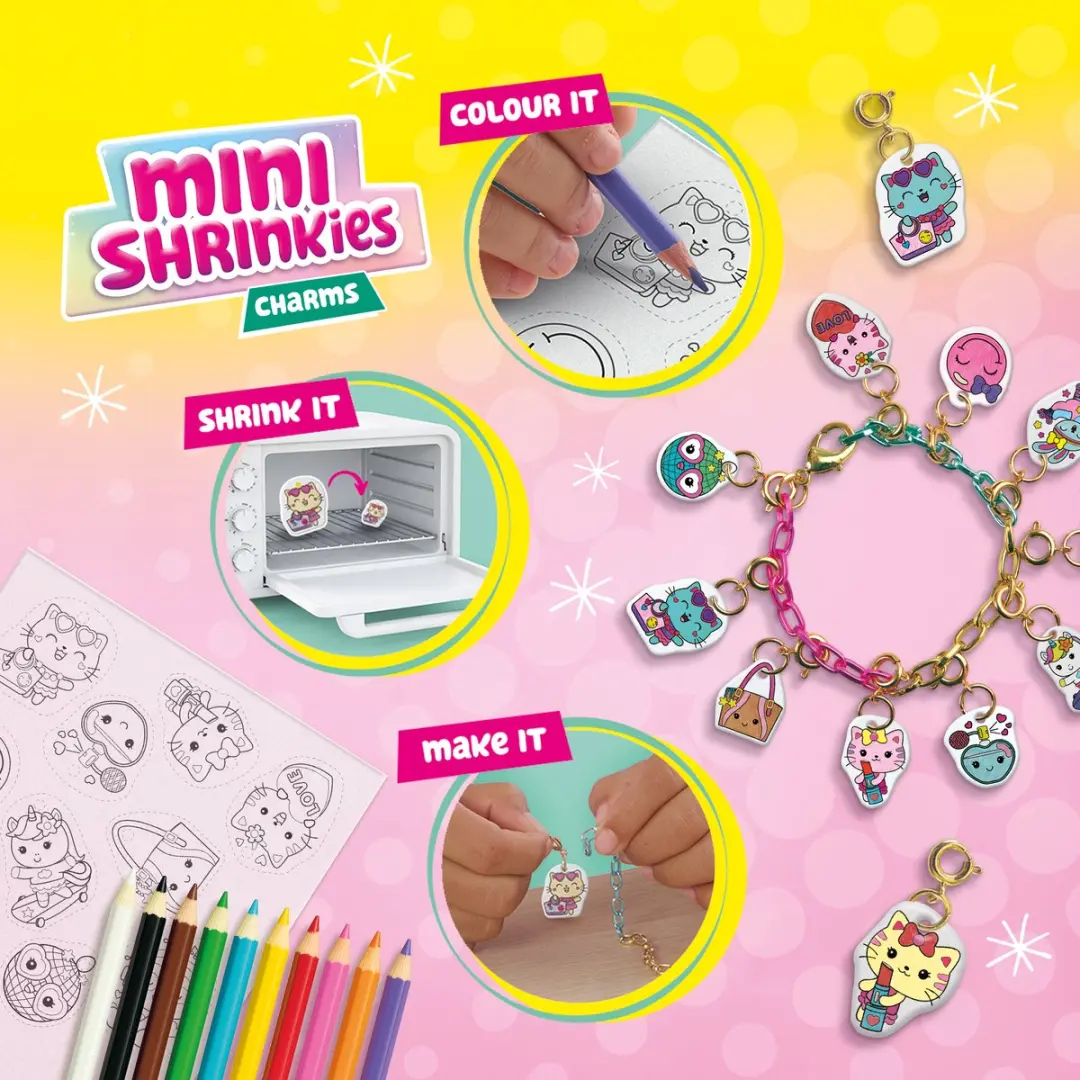 SES Creative Mini Shrinkies Fashion Party Armbandjes Maken - 10 Kleurpotloden