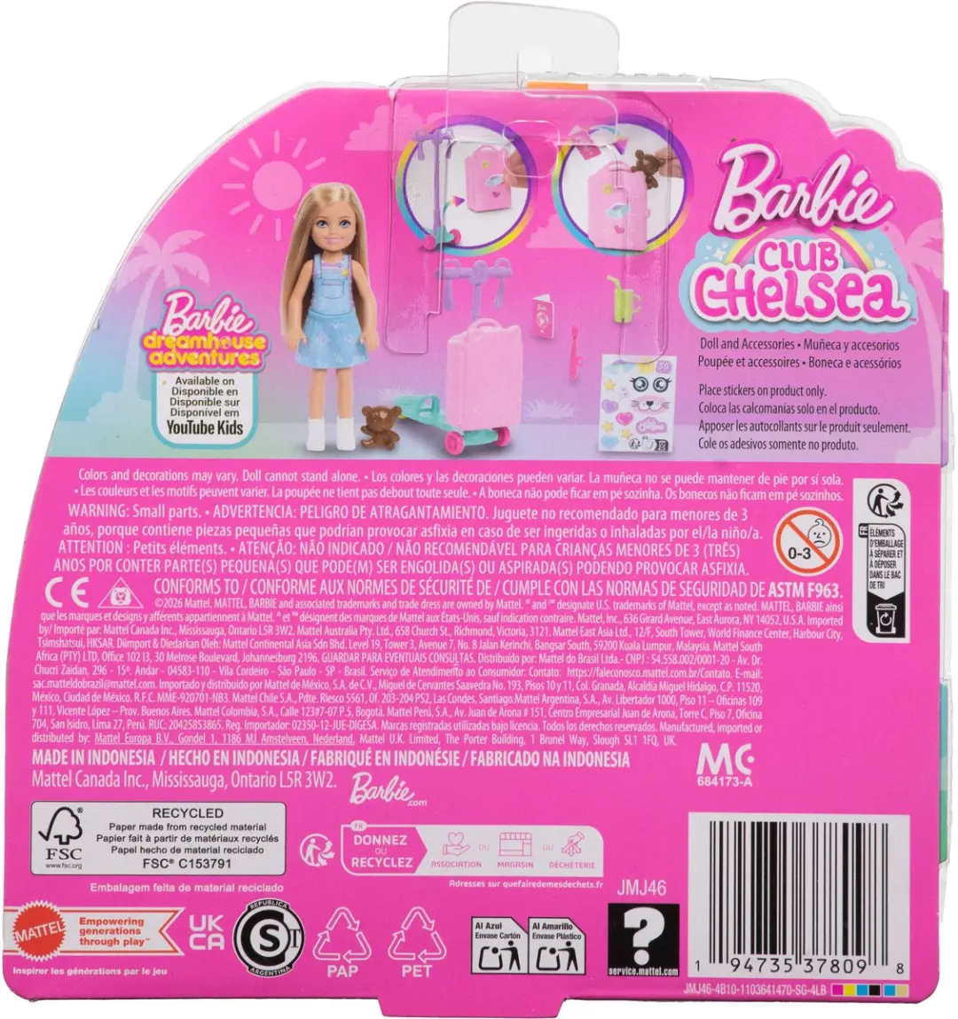 Barbie Club Chelsea Grenzeloos Avontuur Pop - Scooterkoffer & Accessoires