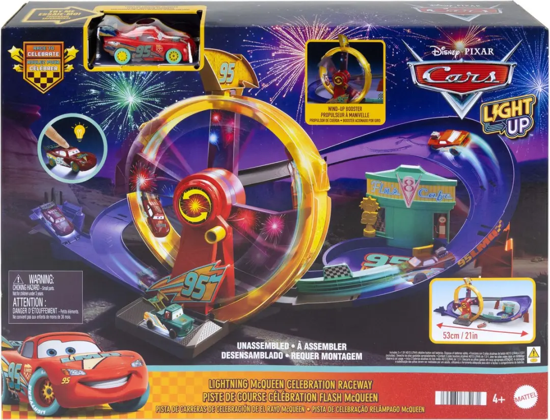 Mattel Disney Cars Bliksem McQueen Racebaan Speelset - Meerkleurig