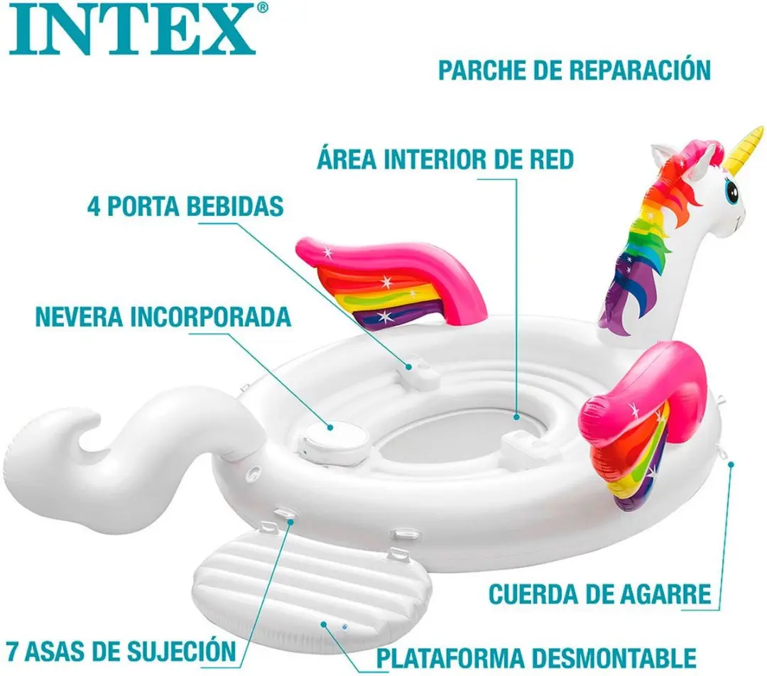 Intex Unicorn Party Island - 57266EU - Wit/Roz/Geel