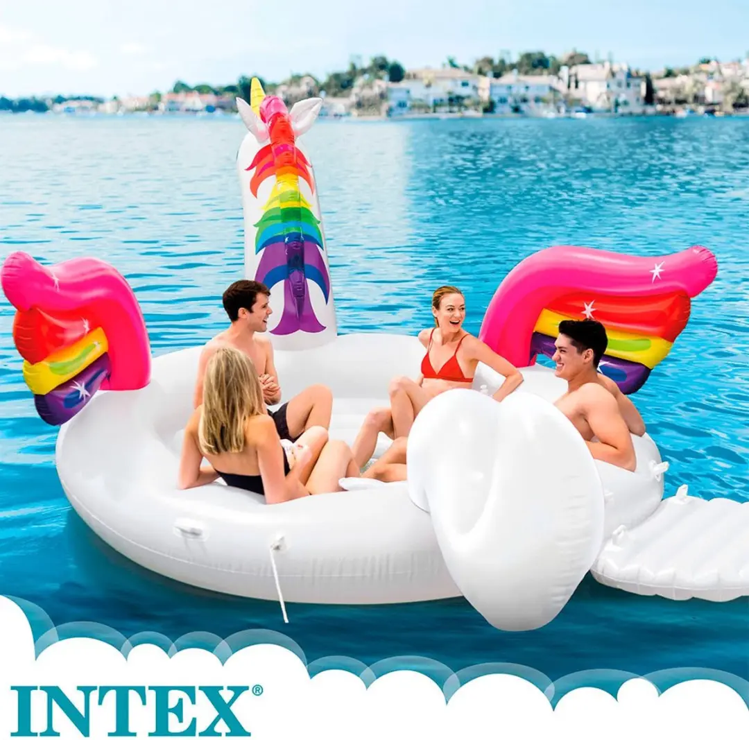 Intex Unicorn Party Island - 57266EU - Wit/Roz/Geel