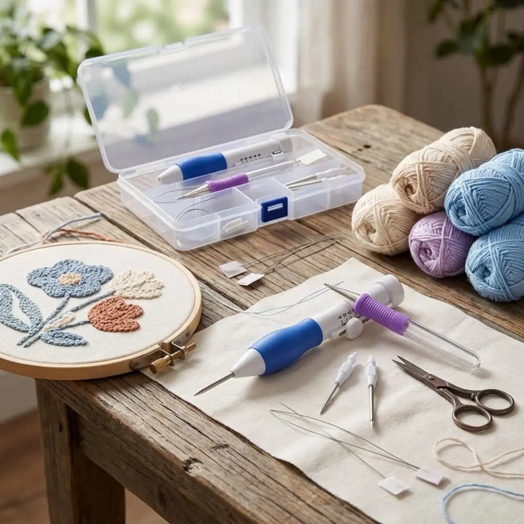 NUVEX Punch Needle Set - 7 Stuks - Blauw/Wit