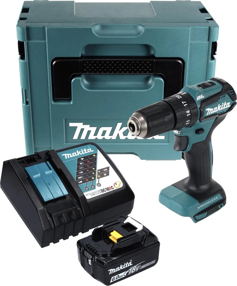 Makita DHP483RG1J Klopboormachine 18V 40Nm - 1x 6,0Ah Accu + Oplader