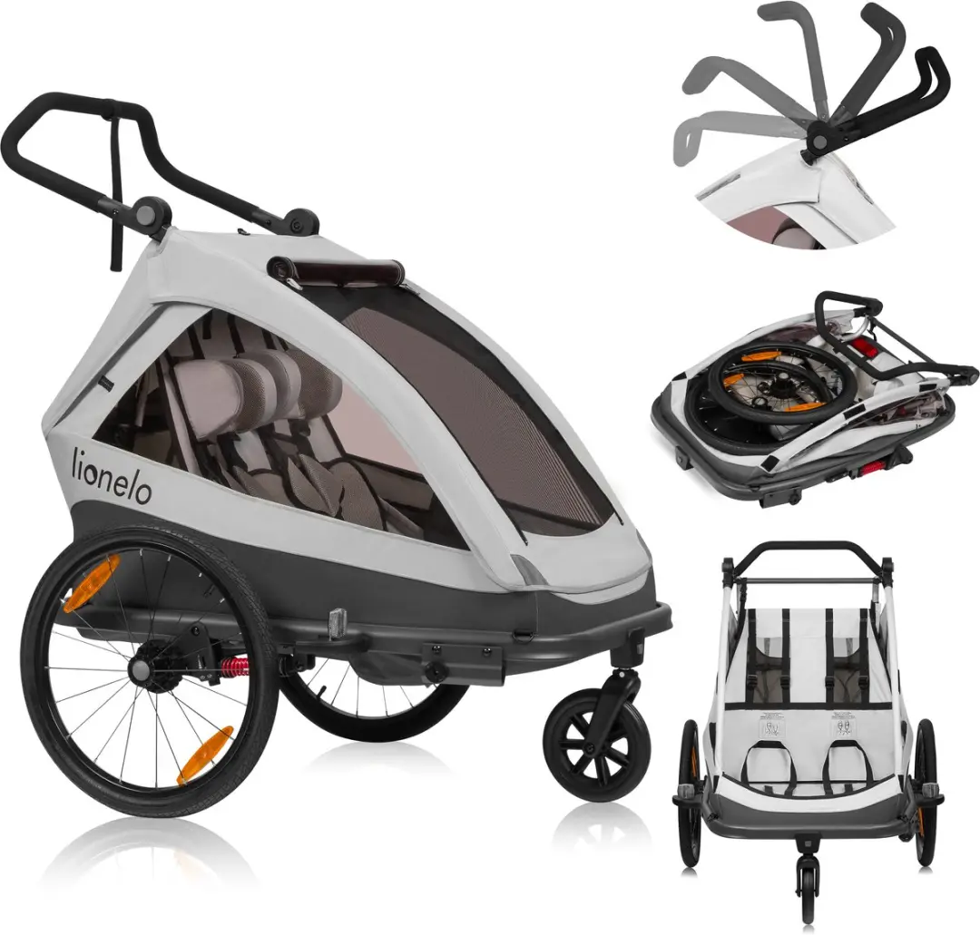 Lionelo Fietskar 2in1 - 2x22kg Grijs Grafiet