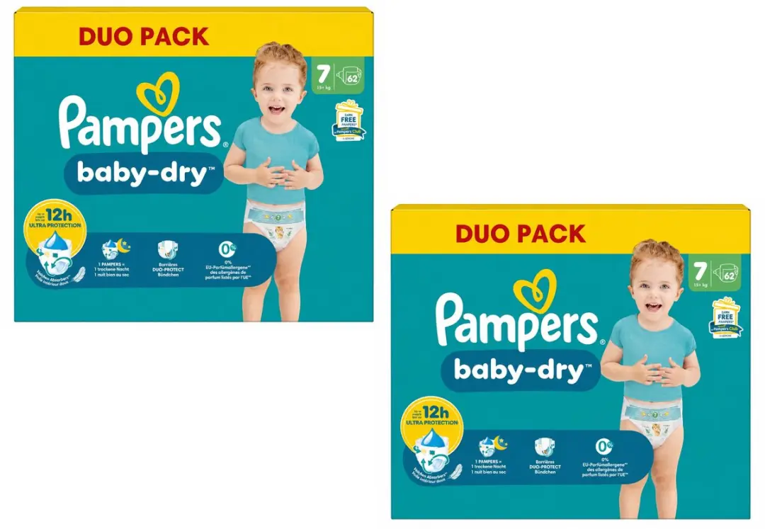 Pampers Baby-Dry Maat 7 Luiers - 124 Stuks