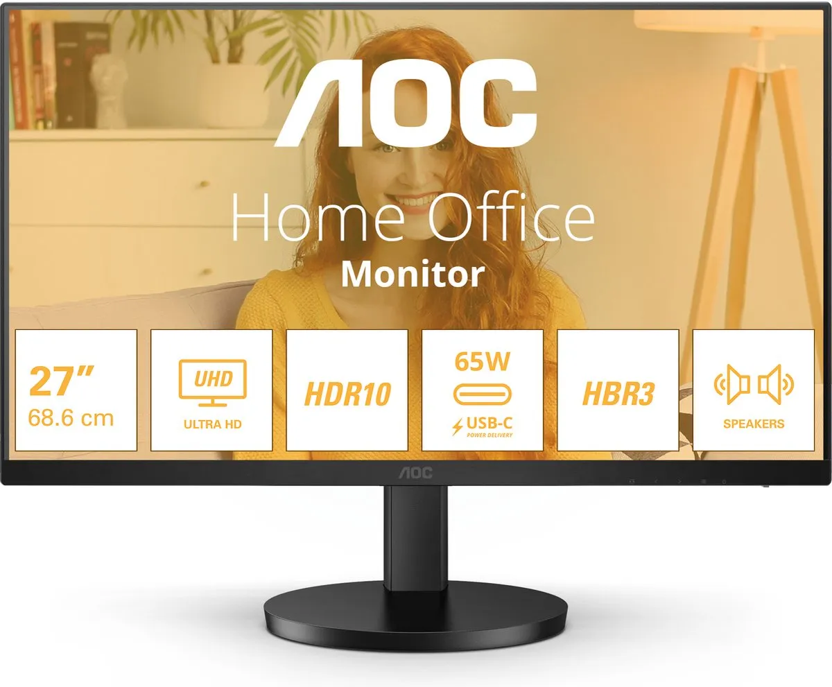AOC U27B3CF 4K Monitor - 27 inch - USB-C 65W