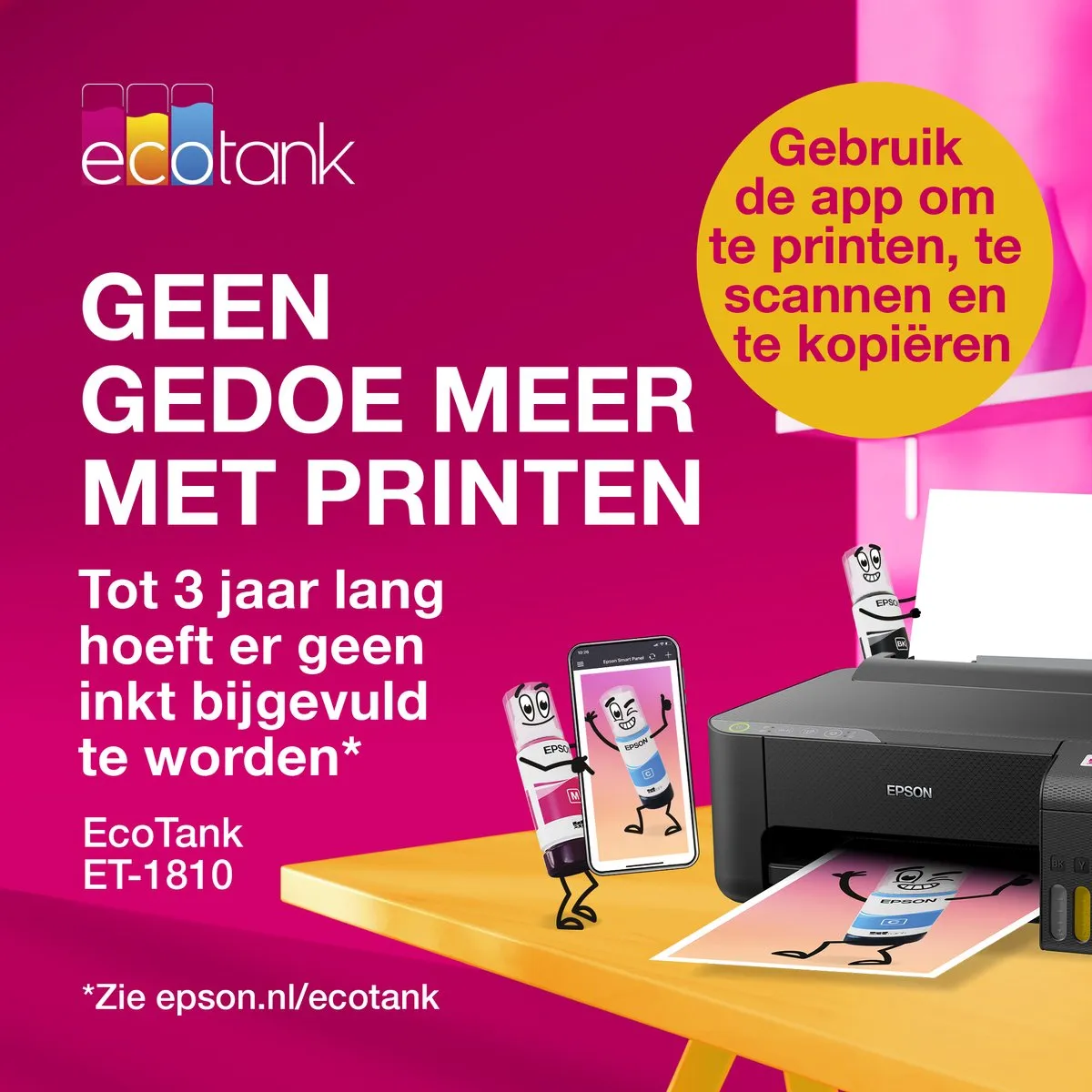 Epson EcoTank ET-1810 - Single Function Inkttank Printer - Inclusief tot 3 jaar inkt