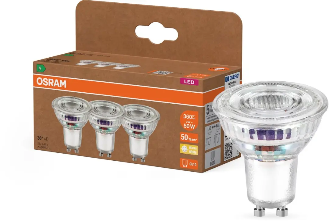 Osram LED Spot PAR16 GU10 2700K - 360lm - 50.000u - 3 Stuks
