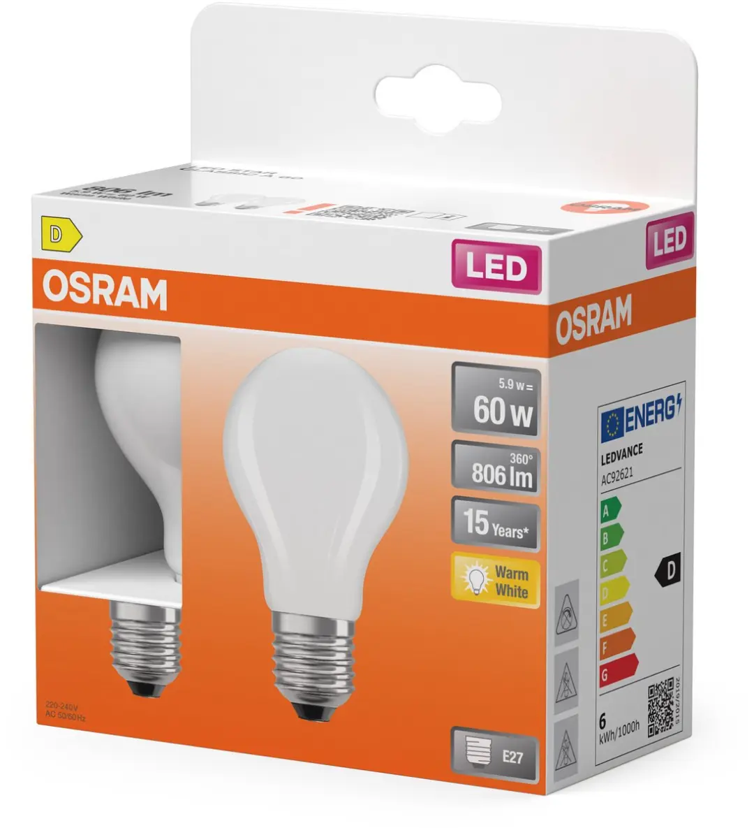 Osram LED-lamp A60 Stervorm 5,9W E27 Mat