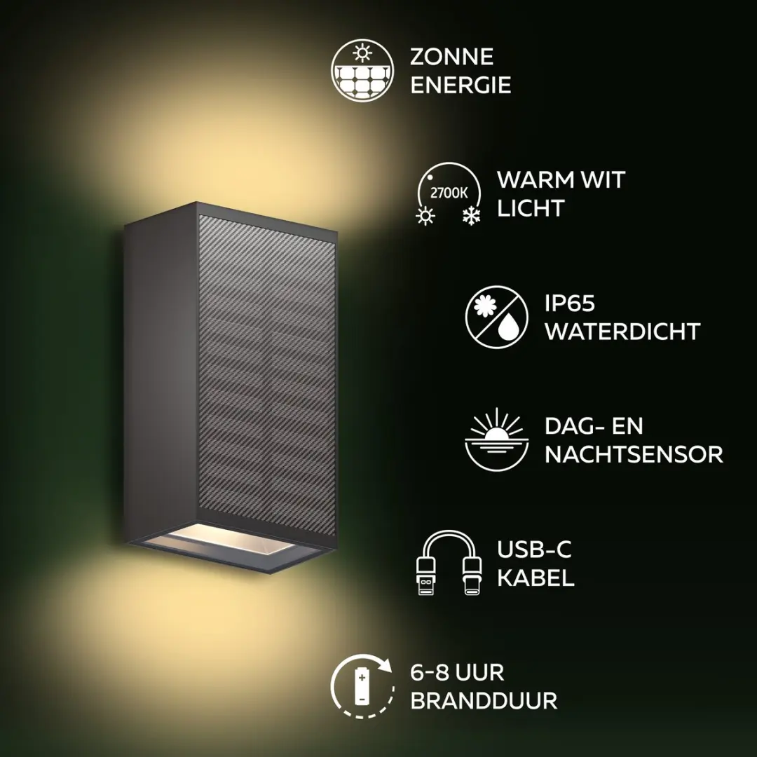 Calex Birindisi Solar Wandlamp 8-Stuks - Warm Wit 2700K - afbeelding 6 van 6