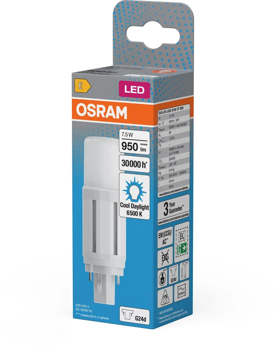 Osram LED-pinlamp DULUX G24d 7,5W Koelwit 6500K