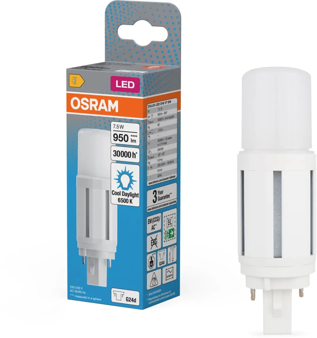 Osram LED-pinlamp DULUX G24d 7,5W Koelwit 6500K
