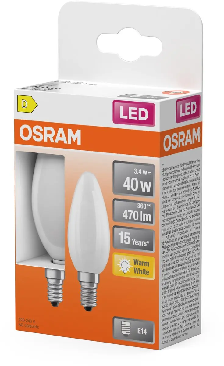 Osram LED-lamp Ster B40 Filament 3,4W - 2700K Mat - 2 Stuks